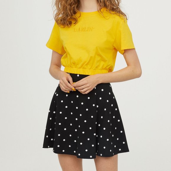 H&M DEMIN CIRCLE POLKA DOT SKIRT - Picture 1 of 5